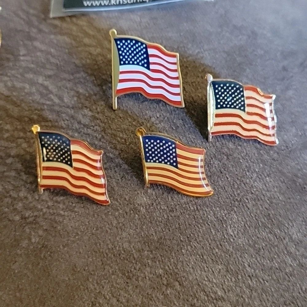 3/$30 American Flag Fourth of July Brooch Army Navy Lapel Hat Pins